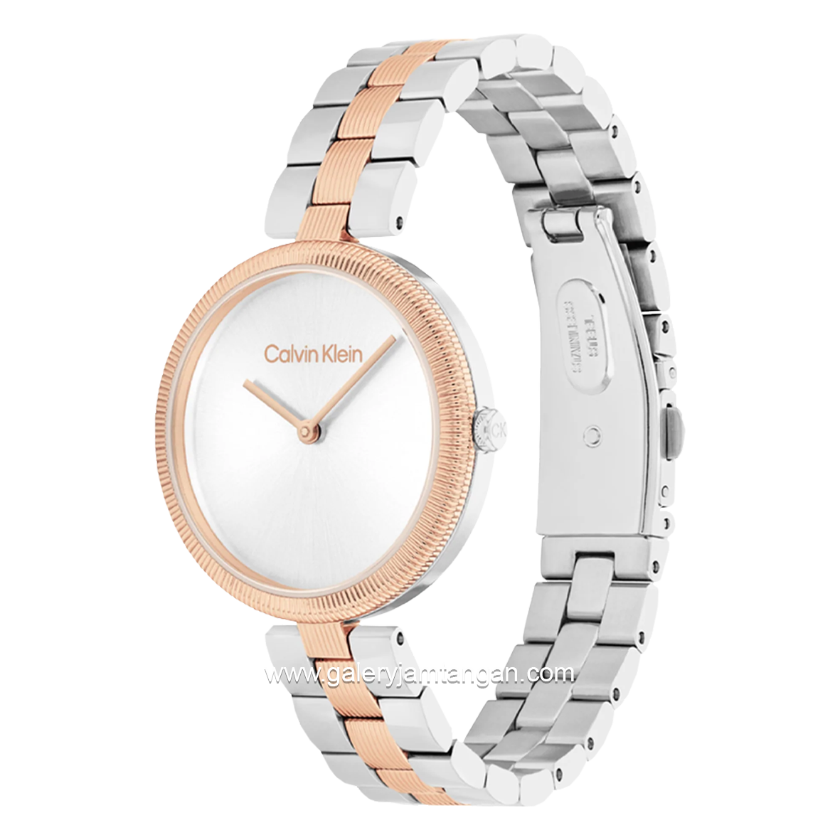 CALVIN KLEIN 25100040 Silver Rosegold Dial White Stainless Steel