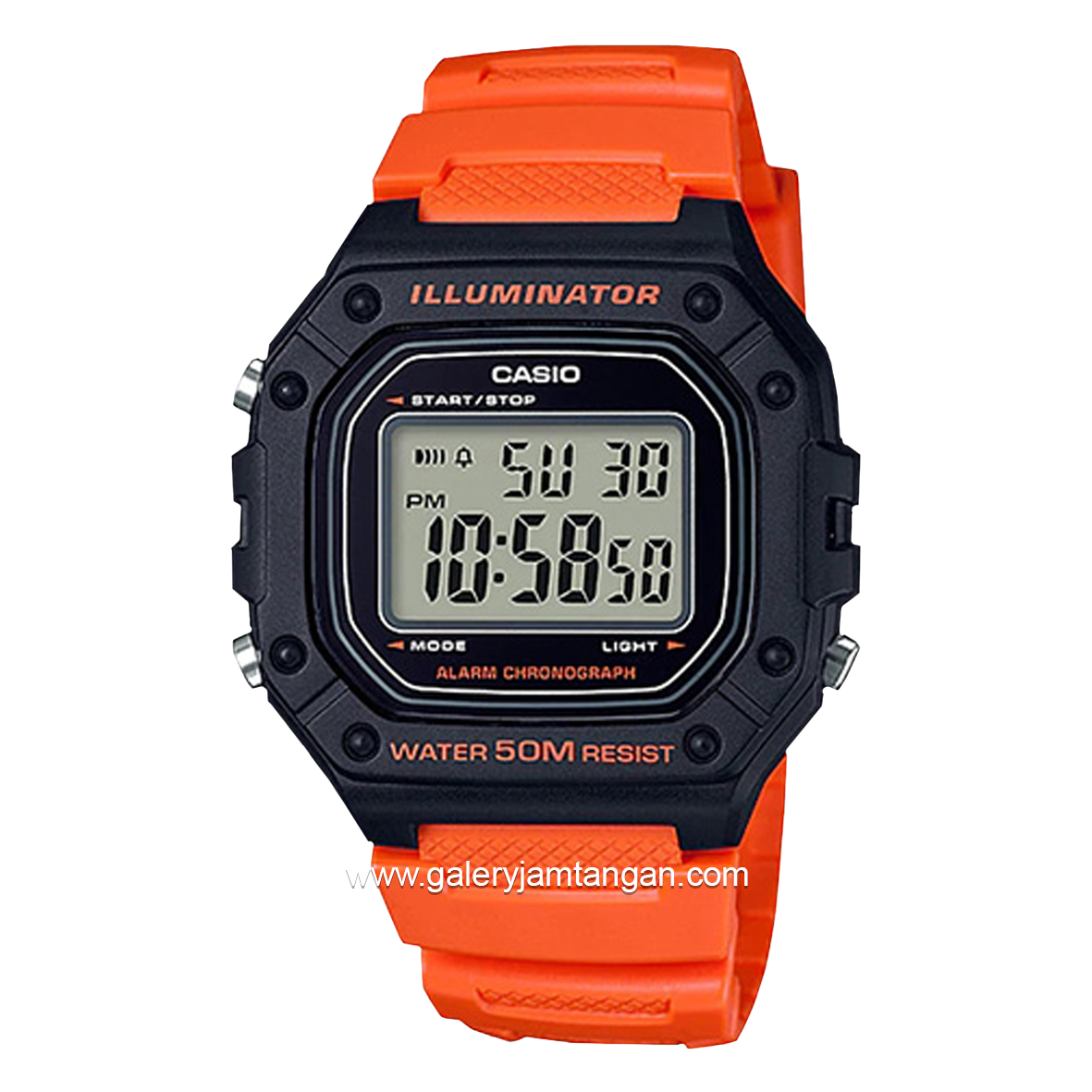 CASIO W-218H-4B2VDF Orange Black Resin Strap