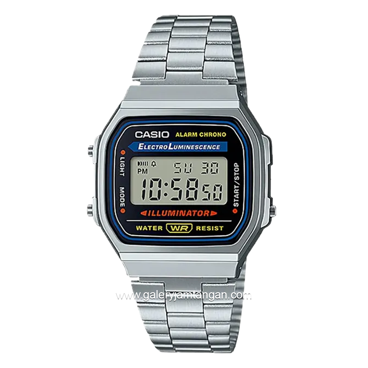 CASIO A168WA-1WDF Digital Silver Dial Black Stainless Steel