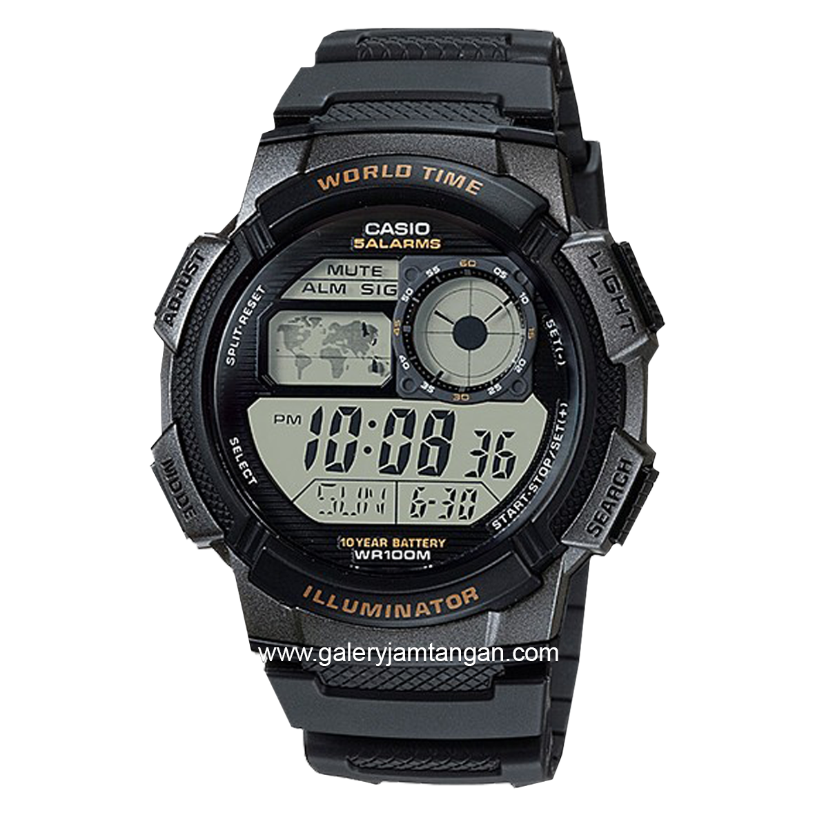 CASIO General AE-1000W-1AVDF Black Digital Rubber Strap