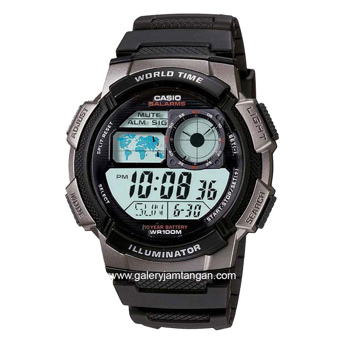CASIO General AE-1000W-1BVDF Black Digital Rubber Strap