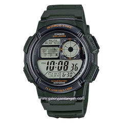 CASIO General AE-1000W-3AVDF Green Black Digital Rubber Strap