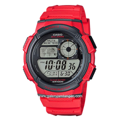 CASIO General AE-1000W-4AVDF Red Dial Black Digital Rubber Strap
