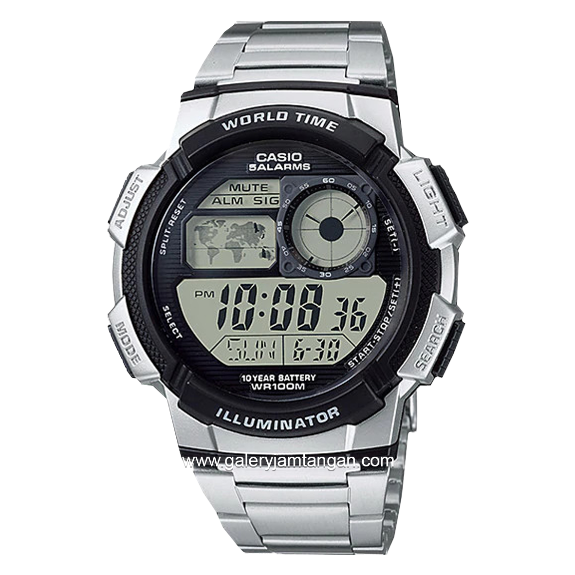 CASIO General AE-1000WD-1AVDF Silver Dial Black Digital Stainless Steel