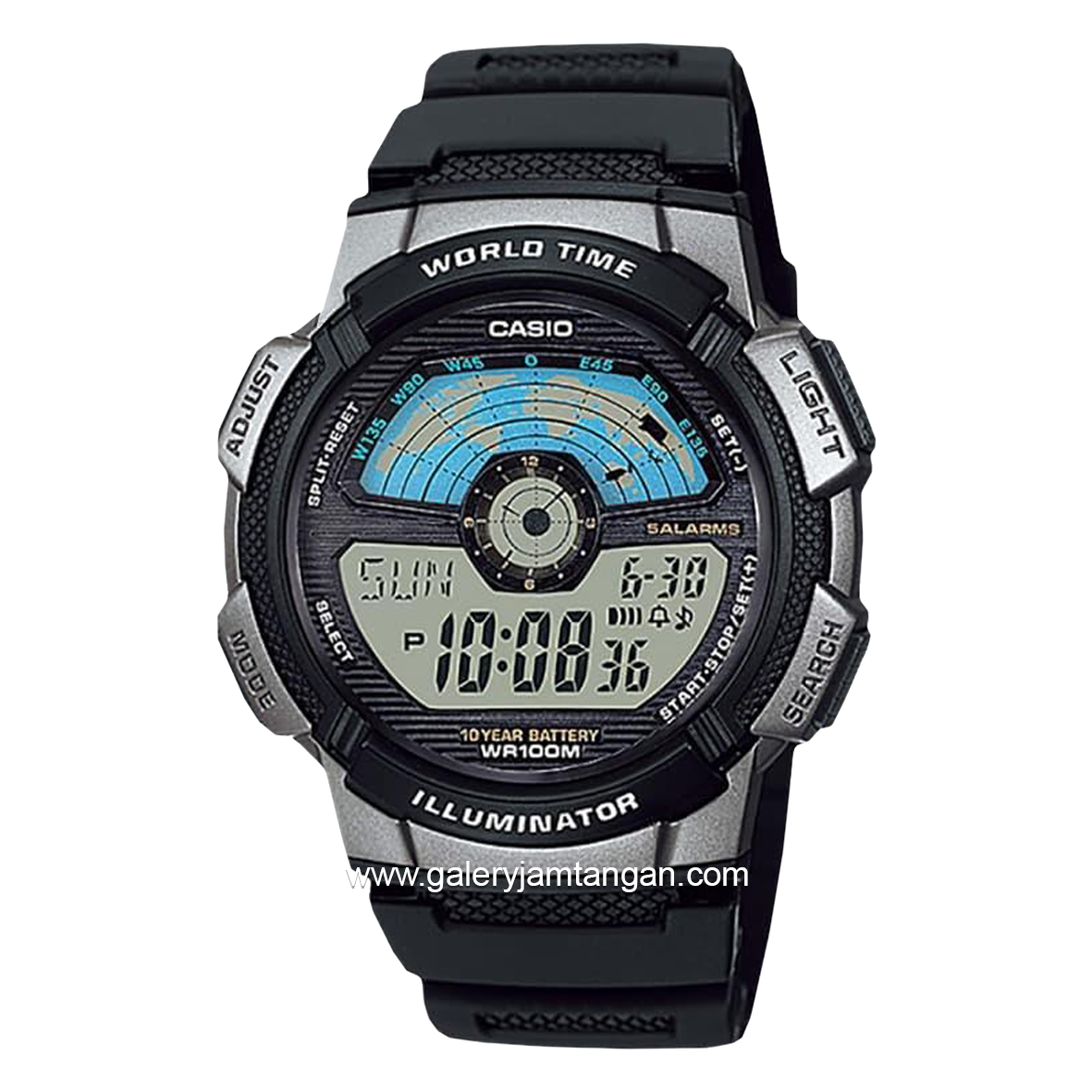 CASIO AE-1100W-1AVDF Black Silver Digital Rubber Strap