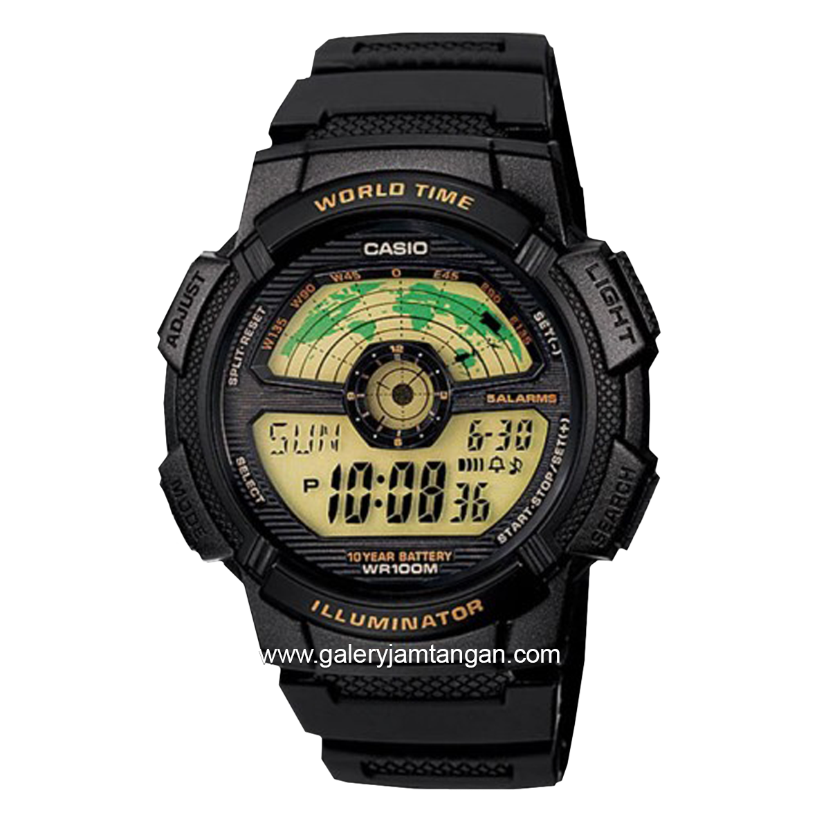 CASIO General AE-1100W-1BVDF Black Digital Rubber Strap