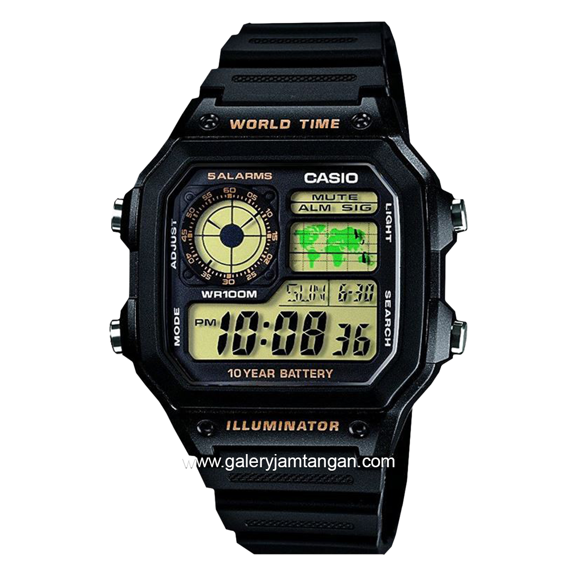 CASIO General AE-1200WH-1BVDF Digital Rubber Strap