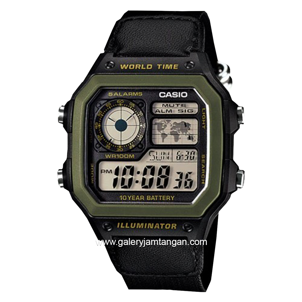 CASIO General AE-1200WHB-1BVDF Black Digital Canvas Strap