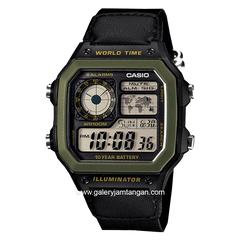 CASIO General AE-1200WHB-1BVDF Black Digital Canvas Strap