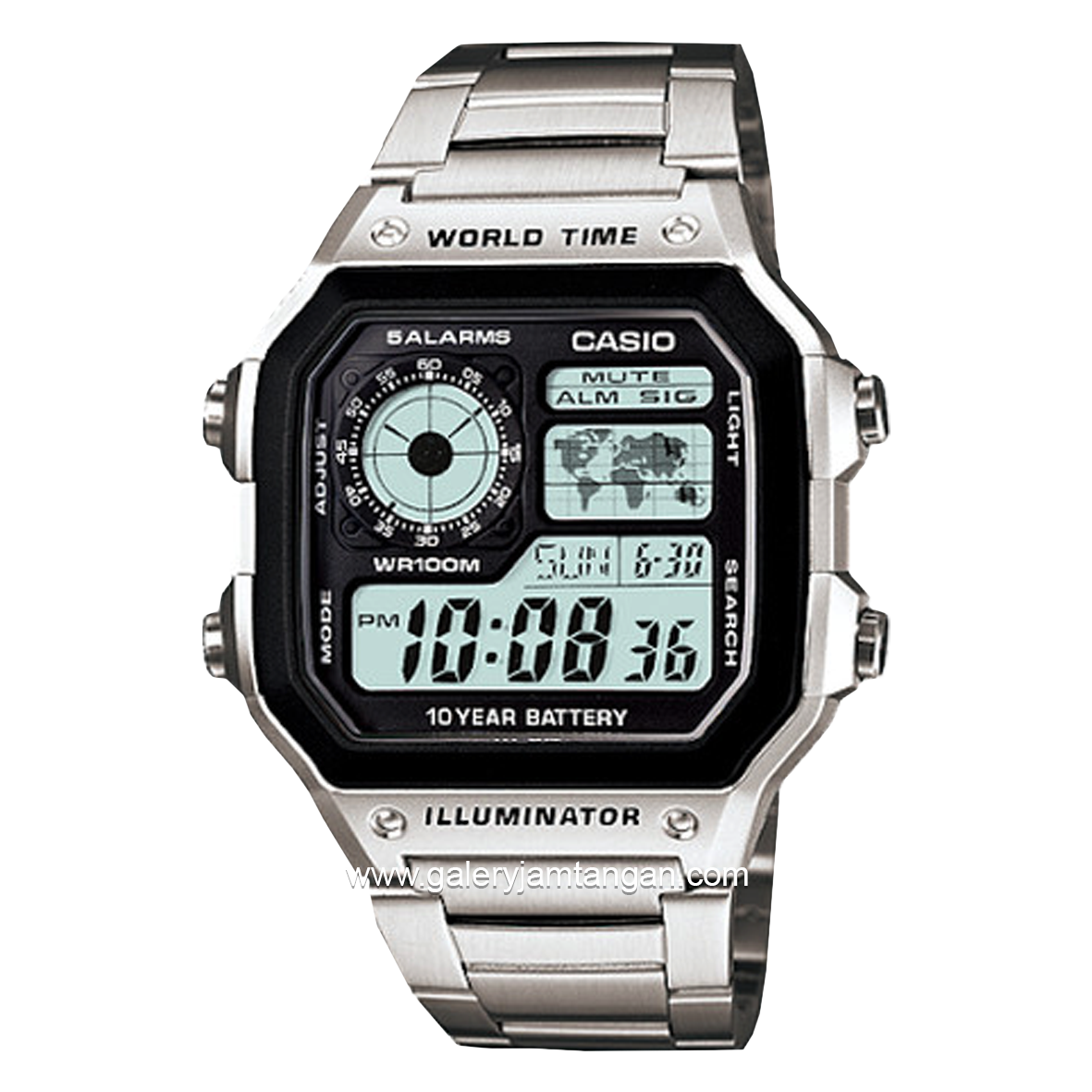 CASIO General AE-1200WHD-1AVDF Silver Dial Black Digital Stainless Steel Strap