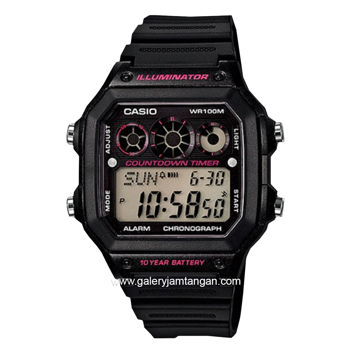 CASIO General AE-1300WH-1A2VDF Black Digital Rubber Strap