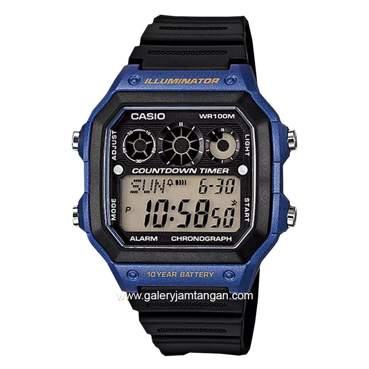 CASIO General AE-1300WH-2AVDF Black Blue Digital Rubber Strap