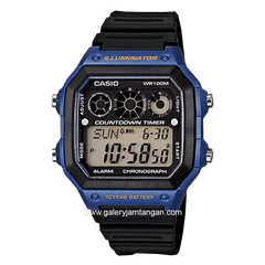 CASIO General AE-1300WH-2AVDF Black Blue Digital Rubber Strap