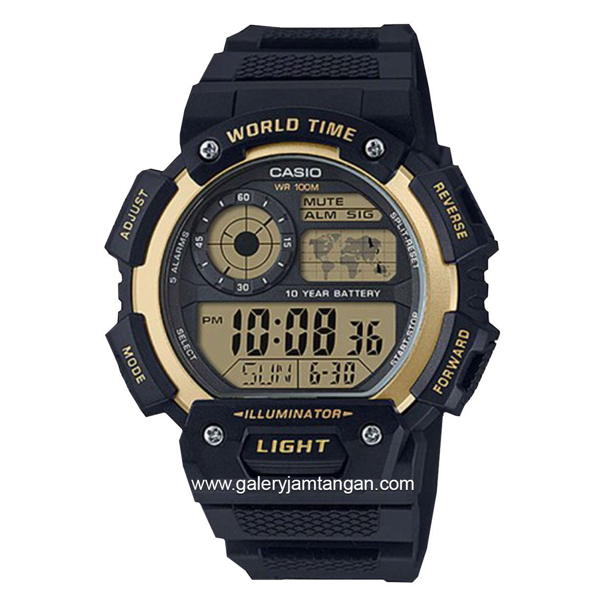 CASIO General AE-1400WH-9AVDF Black Digital Rubber Strap