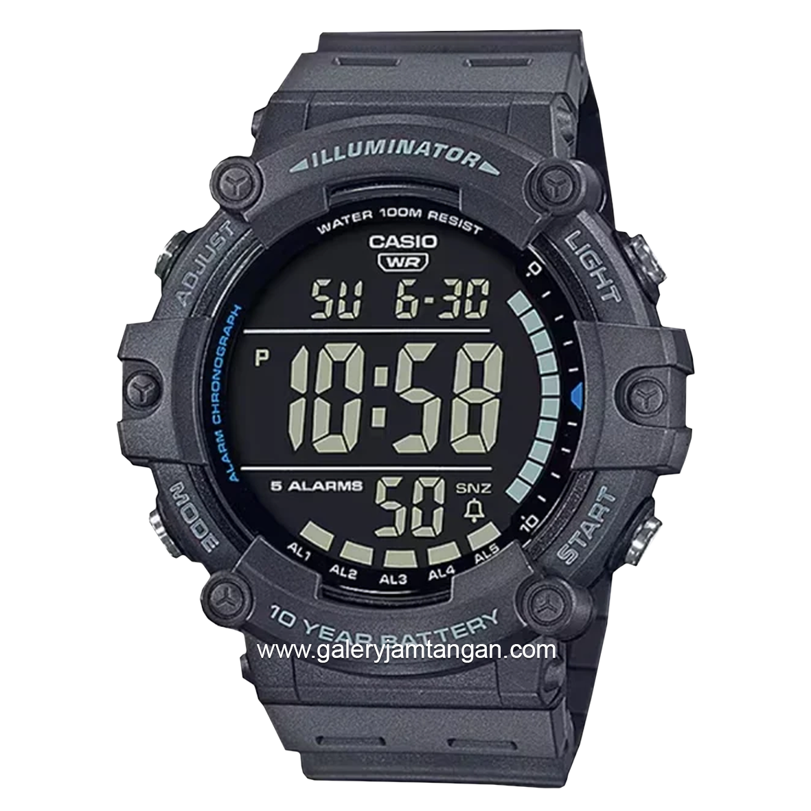 CASIO General Youth AE-1500WH-8BVDF Gray Dial Black Digital Rubber Strap