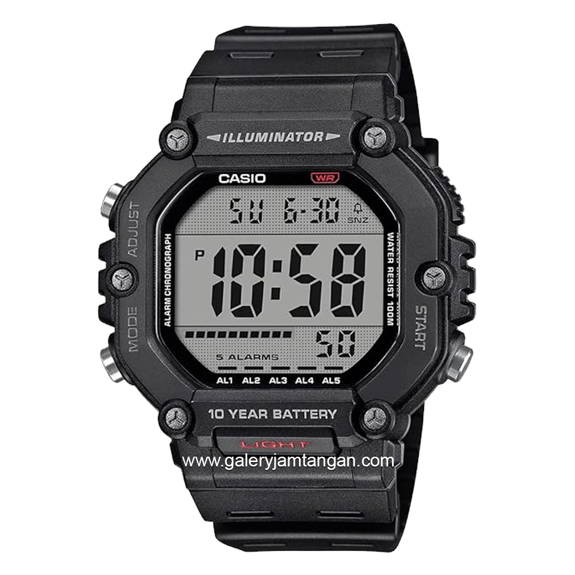 CASIO AE-1600H-1AVDF Duel Time Black Resin Strap