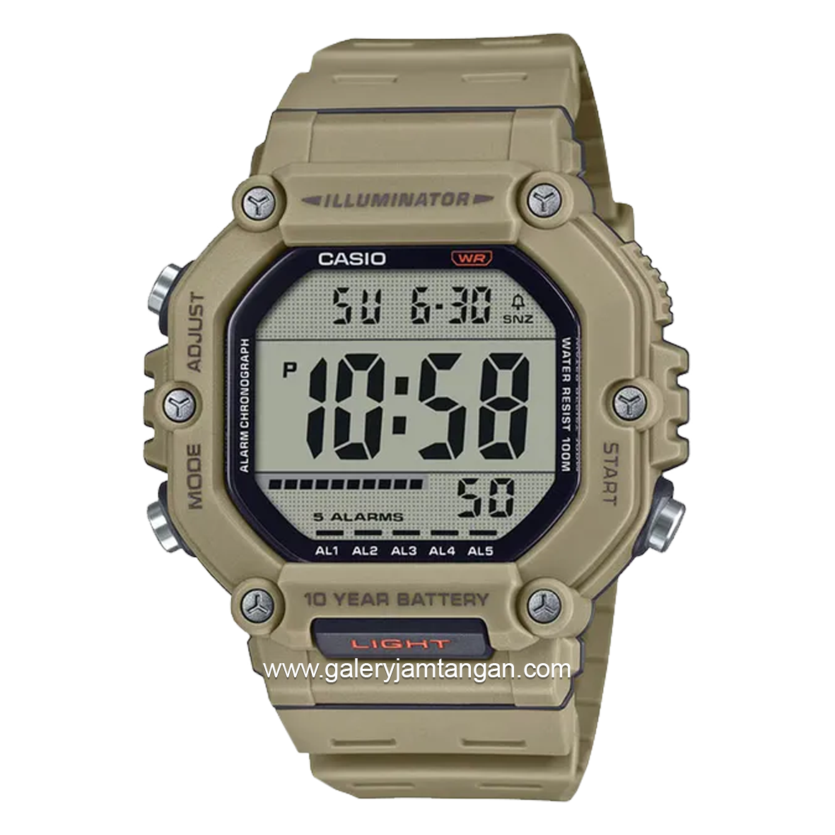 CASIO AE-1600H-5AVDF Duel Time Brown Resin Strap