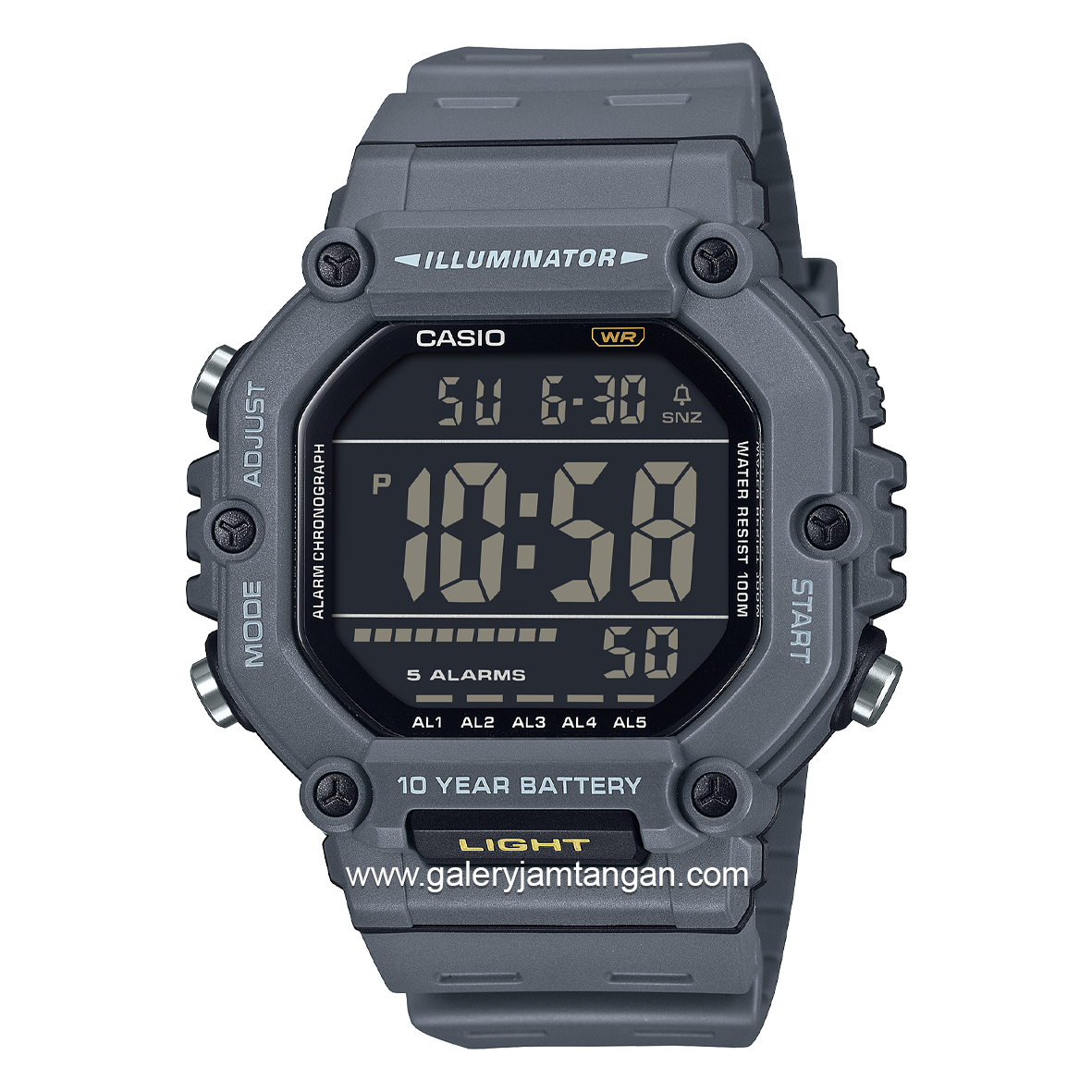 CASIO AE-1600H-8BVDF Duel Time Grey Resin Strap