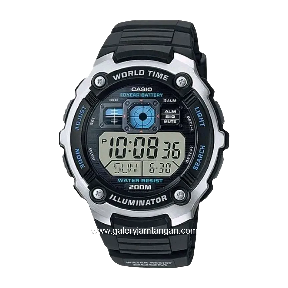 CASIO AE-2000W-1AVDF Digital Black Silver Resin Strap