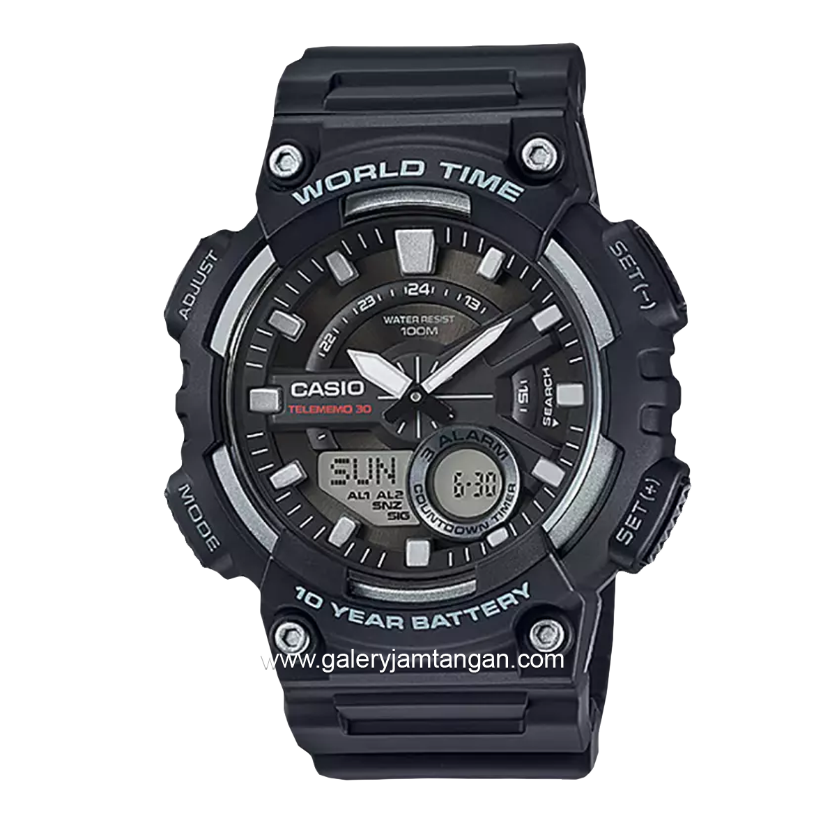 CASIO AEQ-110W-1AVDF Dual Time Black Resin Strap