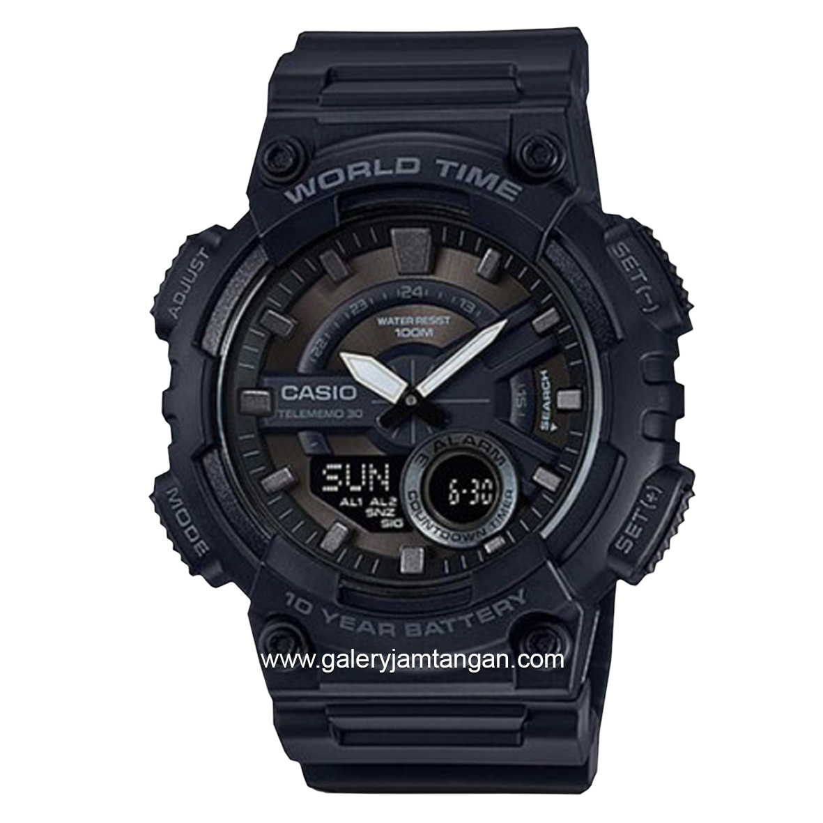 CASIO General AEQ-110W-1BVDF Black Analog Digital Rubber Strap