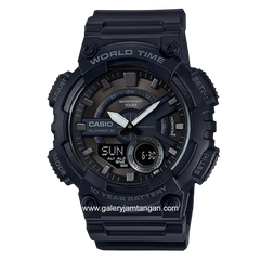 CASIO General AEQ-110W-1BVDF Black Analog Digital Rubber Strap