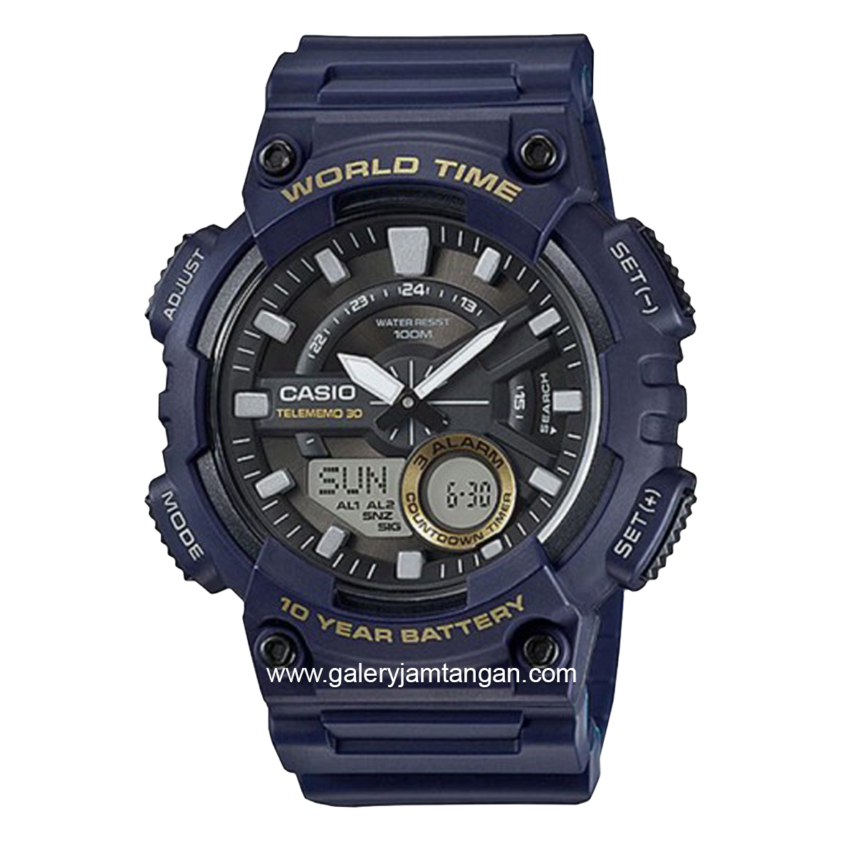 CASIO AEQ-110W-2AVDF Dual Time Navy Black Resin Strap