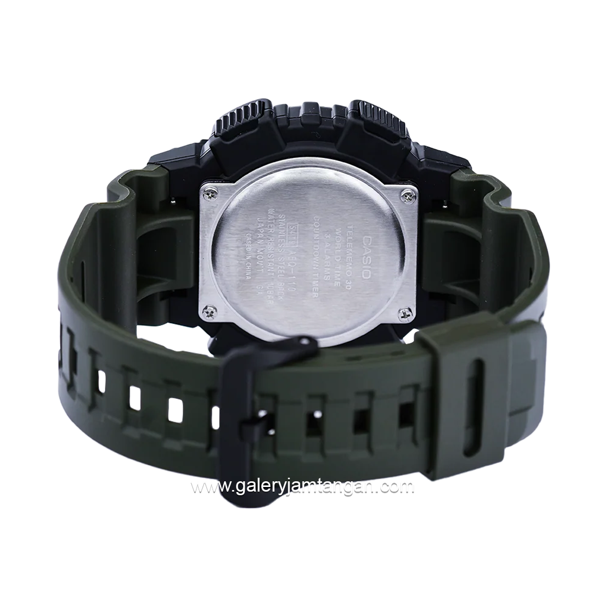 CASIO AEQ-110W-3AVDF Digital Analog Green Black Resin Strap