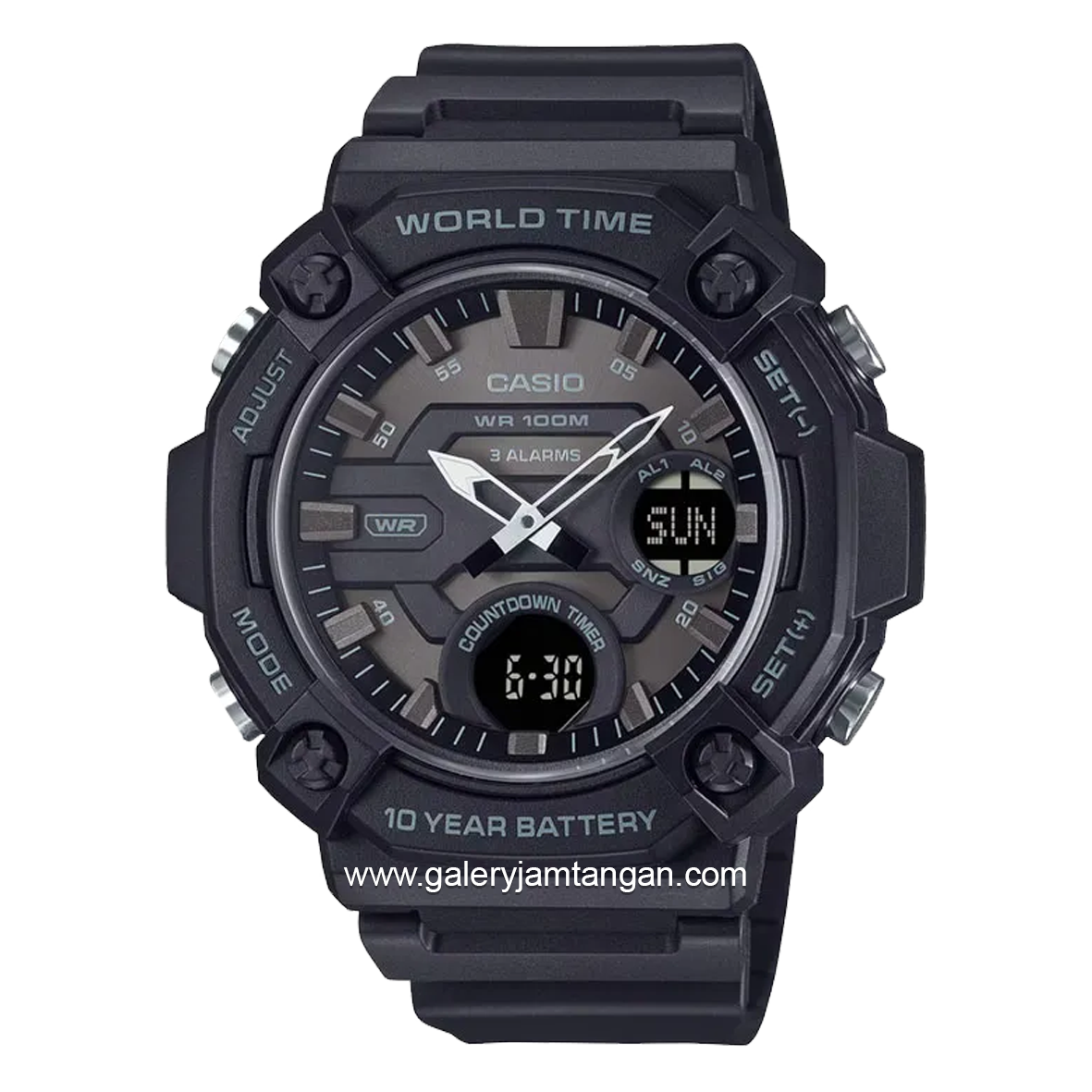 CASIO General AEQ-120W-1BVDF Digital Analog Black Resin Strap