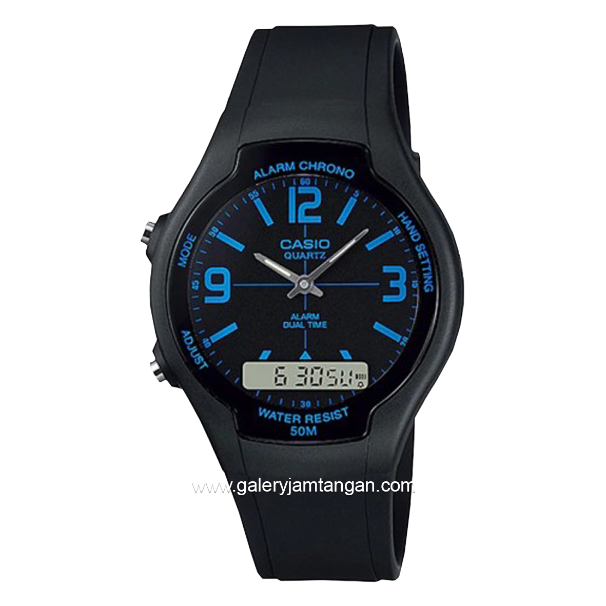 CASIO AW-90H-2BVDF Dual Time Black Resin Strap