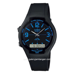 CASIO AW-90H-2BVDF Dual Time Black Resin Strap