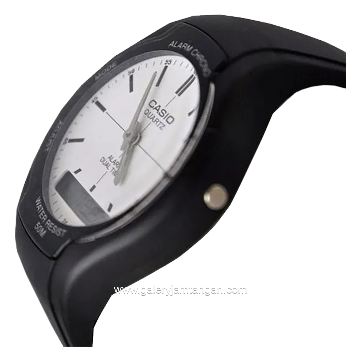 CASIO AW-90H-7EVDF Black Dial White Resin Strap