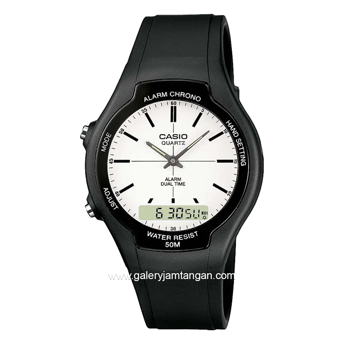 CASIO AW-90H-7EVDF Black Dial White Resin Strap