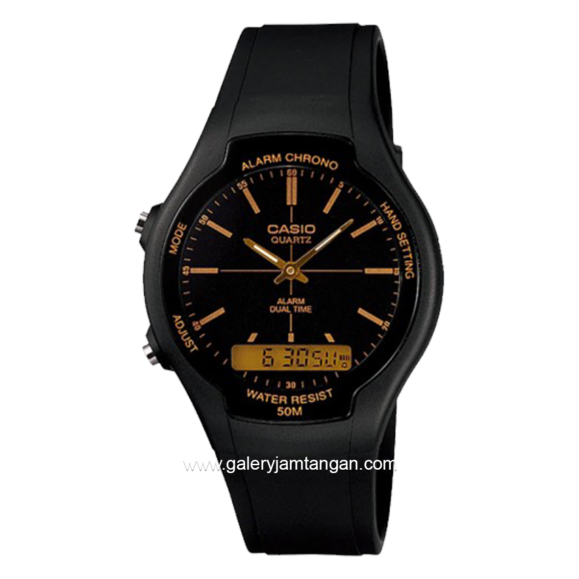 CASIO AW-90H-9EVDF Dual Time Black Resin Strap