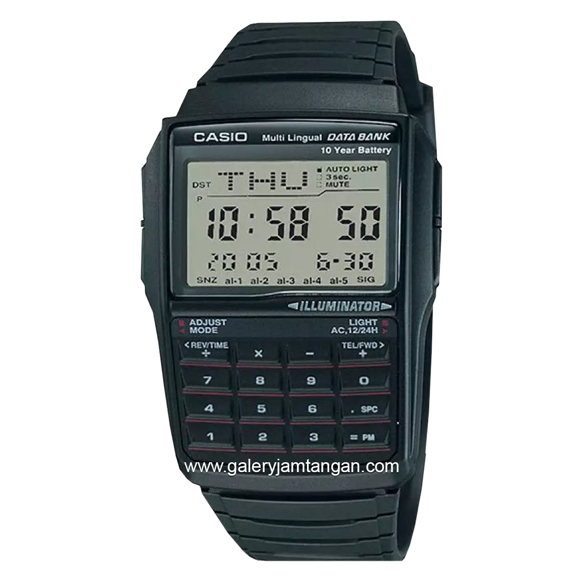 CASIO DBC-32-1ADF Black Multi-Lingual Data Bank Digital Rubber Strap