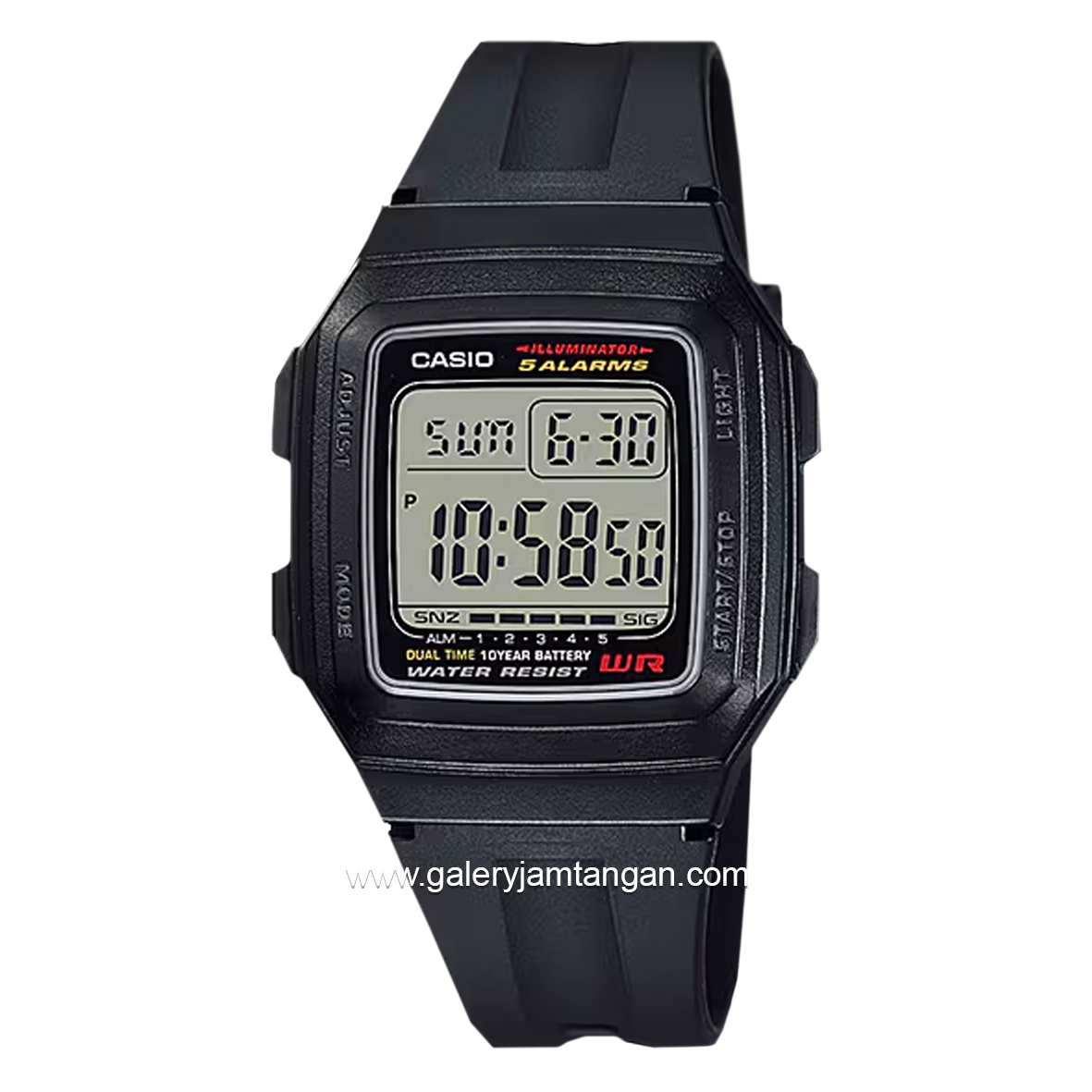 CASIO General F-201WA-1ADF Black Digital Rubber Strap