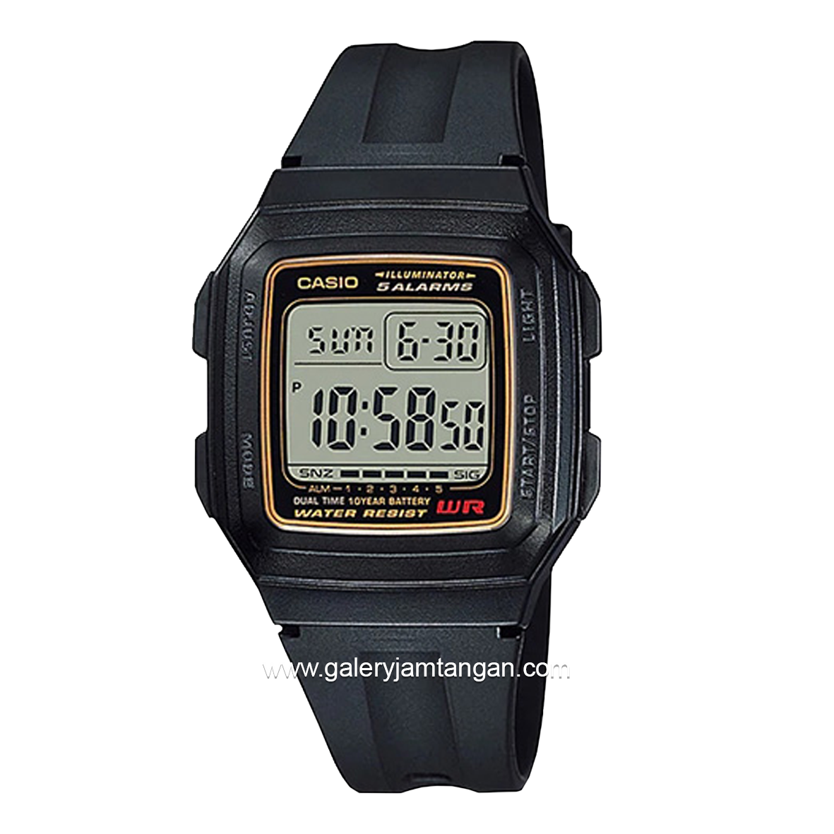 CASIO F-201WA-9ADF Digital Black Resin Strap