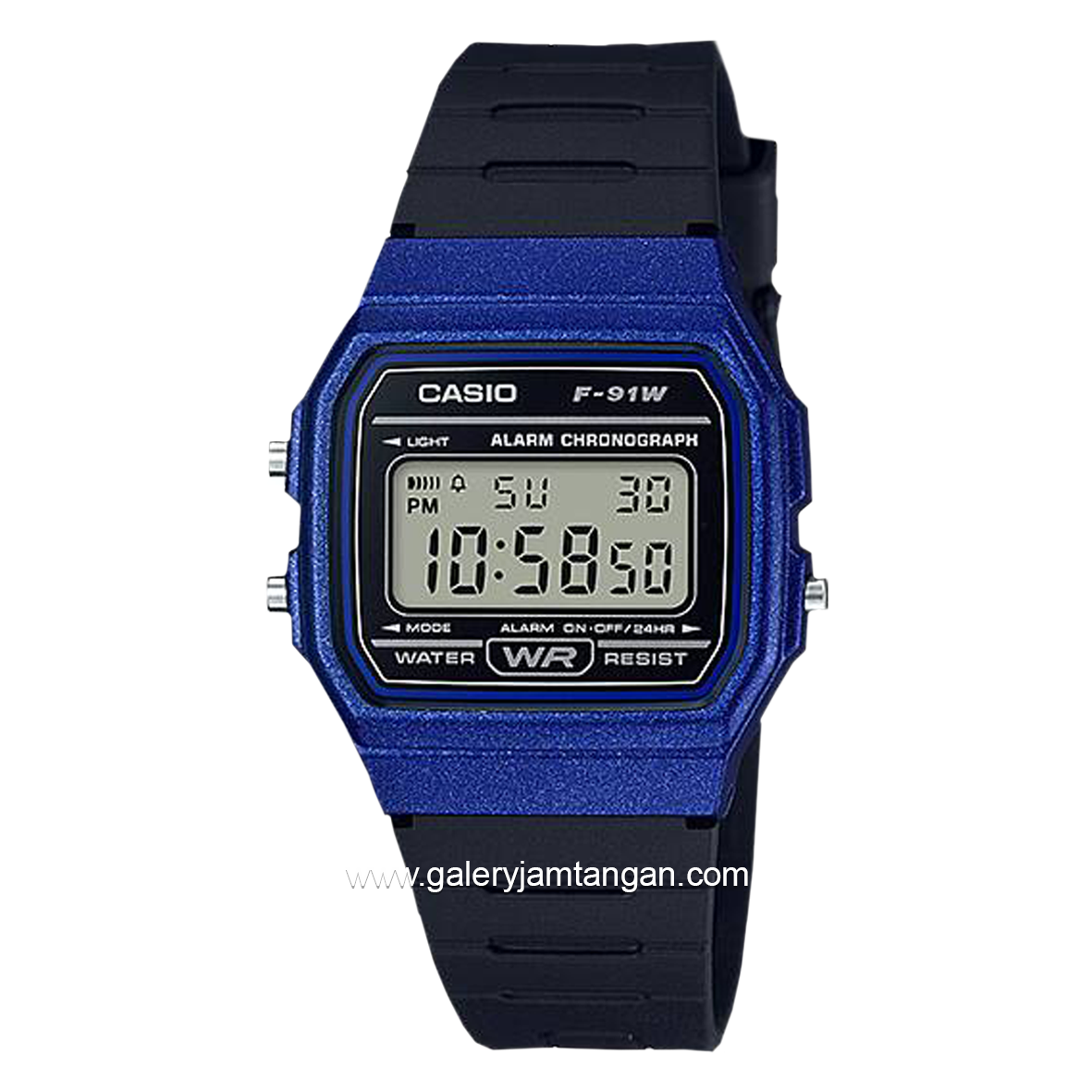 CASIO General F-91WM-2ADF Black Blue Digital Rubber Strap