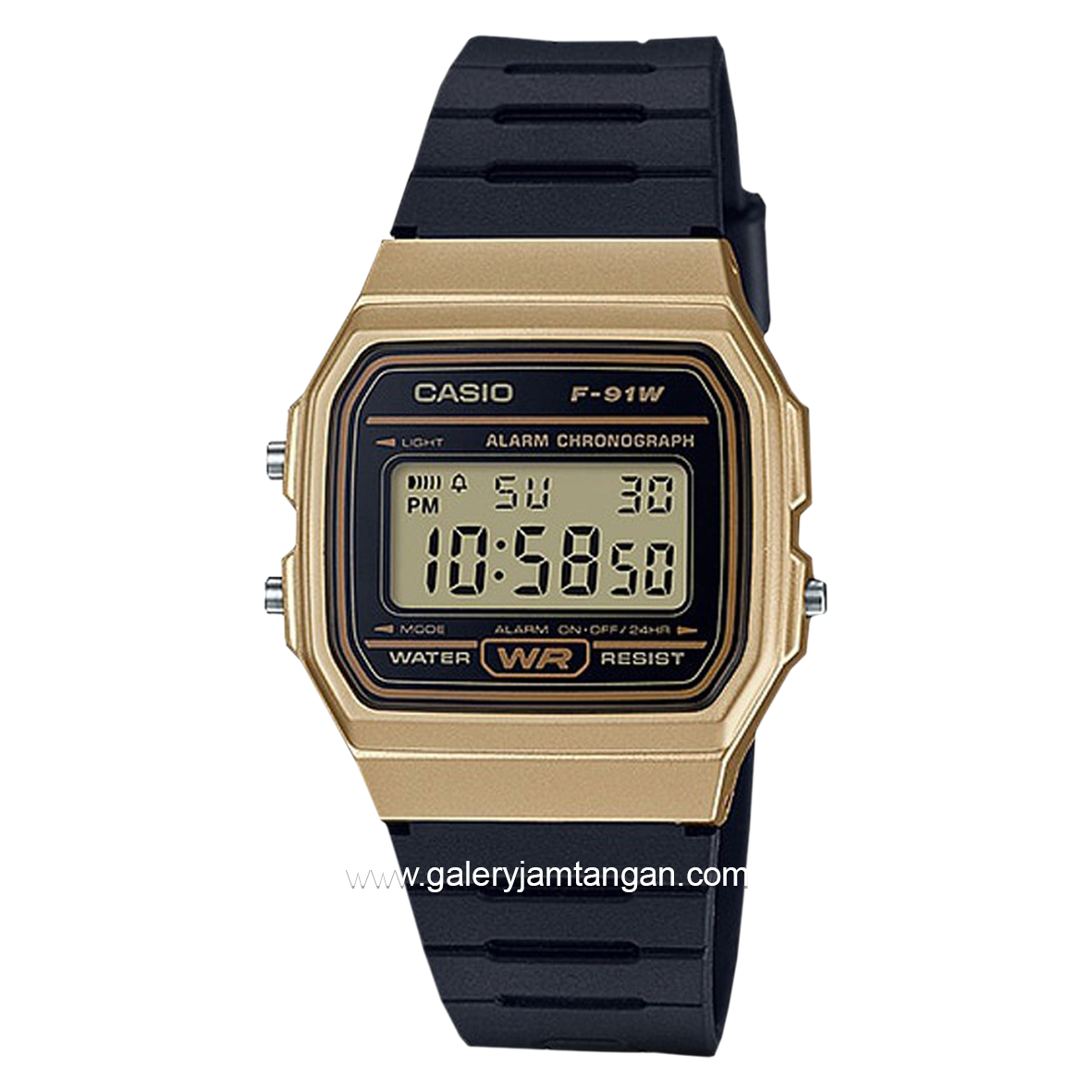 CASIO General F-91WM-9ADF Youth Black Rosegold Digital Rubber Strap