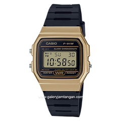 CASIO General F-91WM-9ADF Youth Black Rosegold Digital Rubber Strap