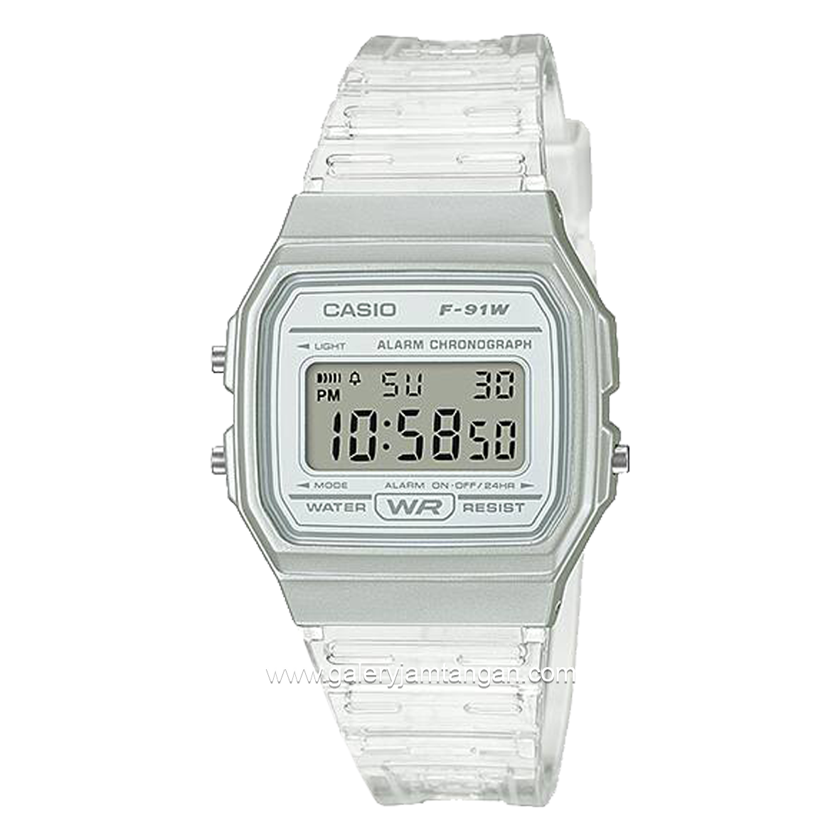 CASIO General F-91WS-7DF Youth Digital White Clear Rubber Strap