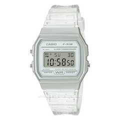 CASIO General F-91WS-7DF Youth Digital White Clear Rubber Strap