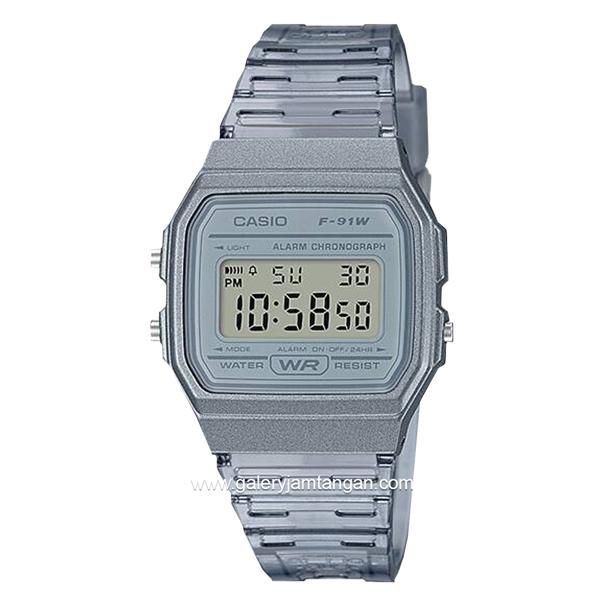 CASIO General F-91WS-8DF Youth Digital Grey Clear Rubber Strap