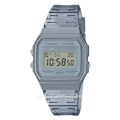 CASIO General F-91WS-8DF Youth Digital Grey Clear Rubber Strap