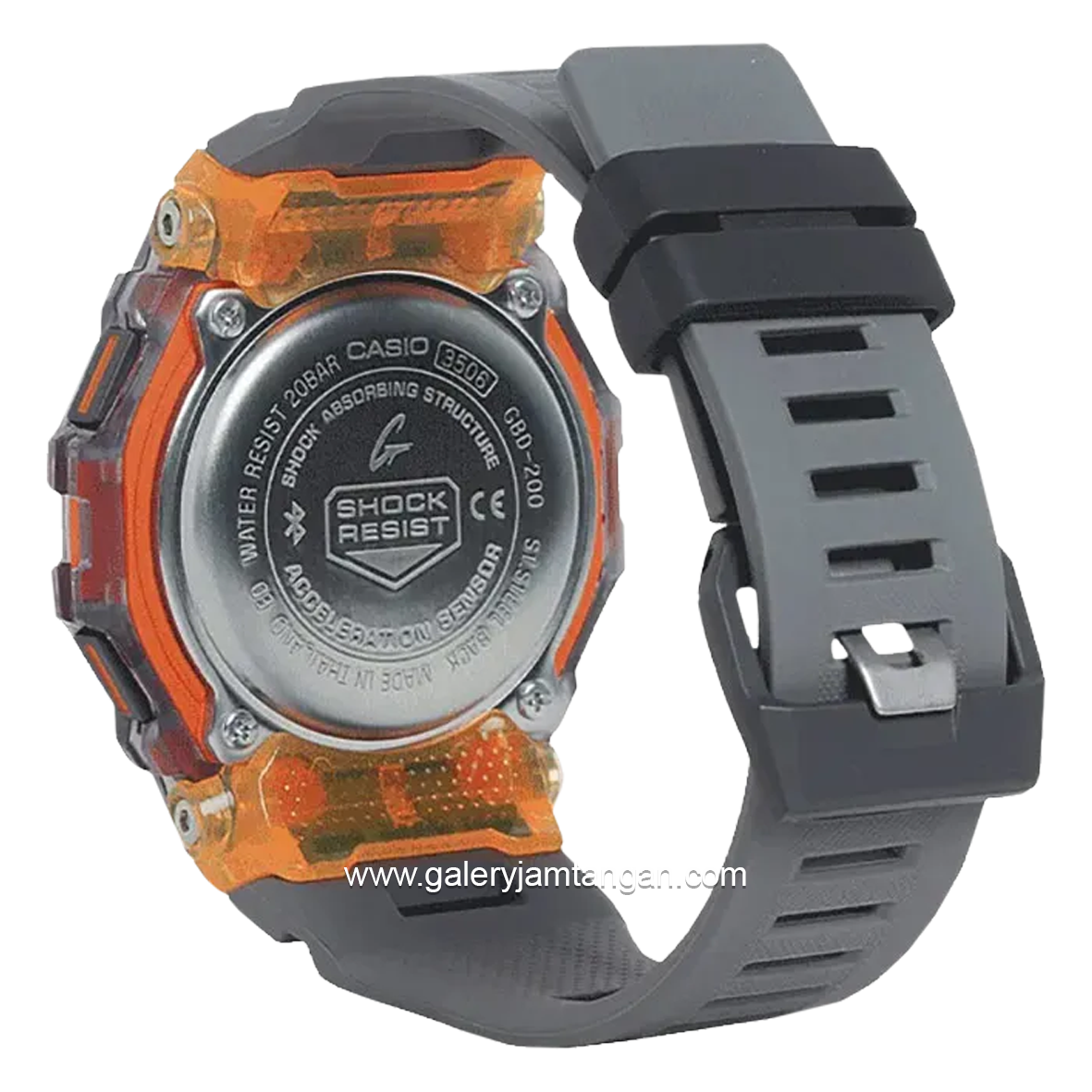 G-SHOCK GBD-200SM-1A5DR G-Squad Vital Bright Digital Grey Orange Resin Strap