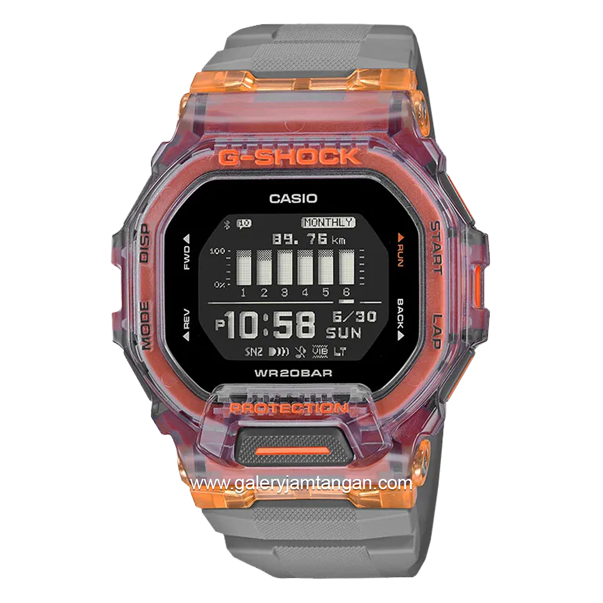 G-SHOCK GBD-200SM-1A5DR G-Squad Vital Bright Digital Grey Orange Resin Strap