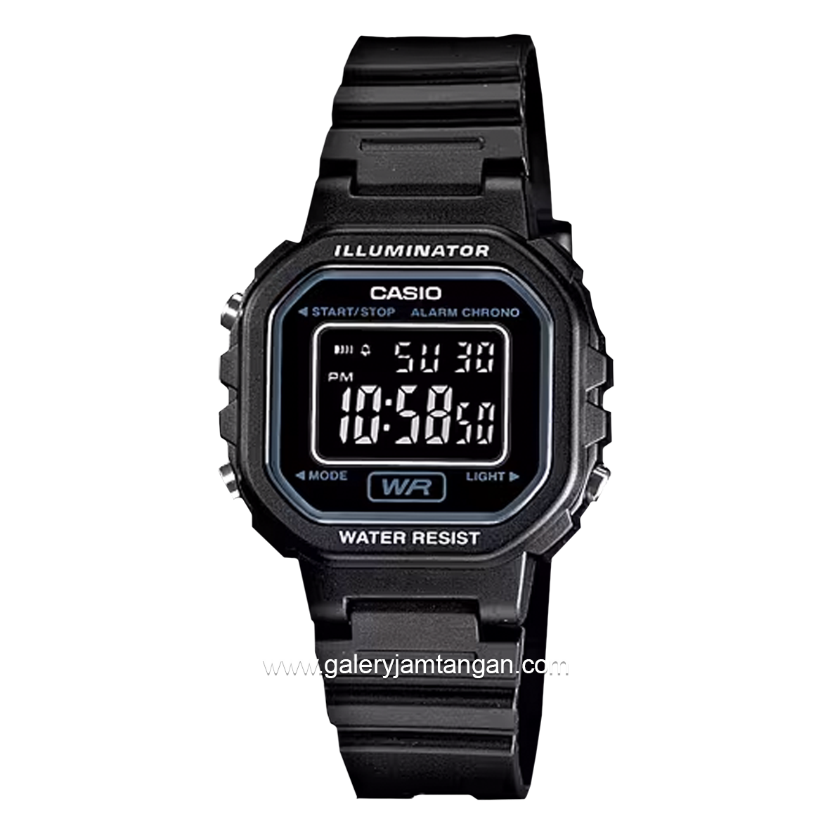 CASIO General LA 20WH 1BDF Black Digital Rubber Strap