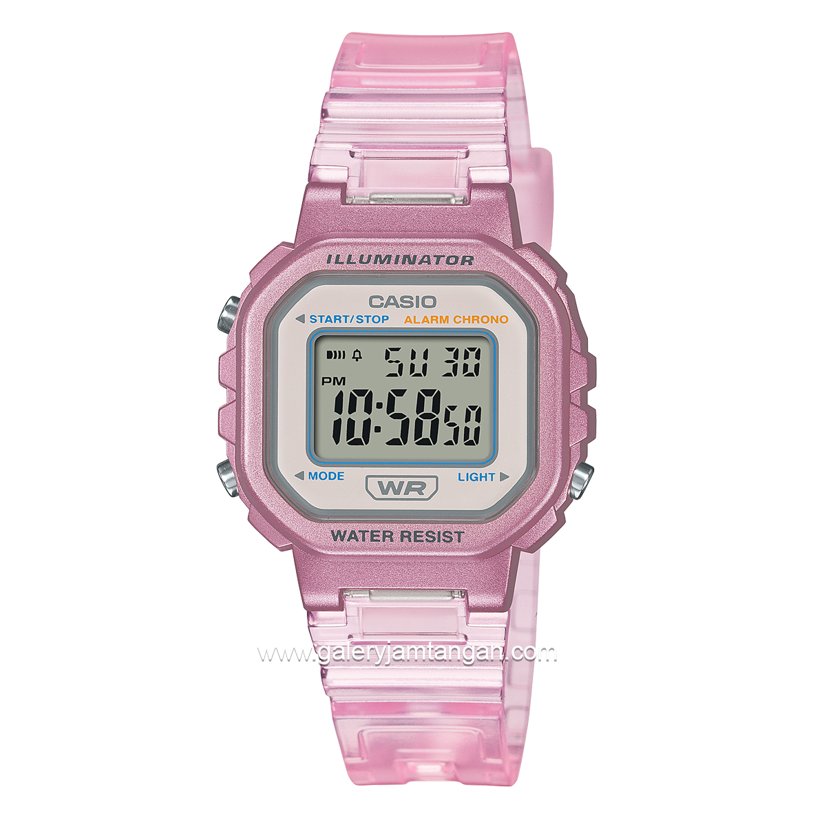 CASIO General LA-20WHS-4ADF Pink Digital Transparent Rubber Strap