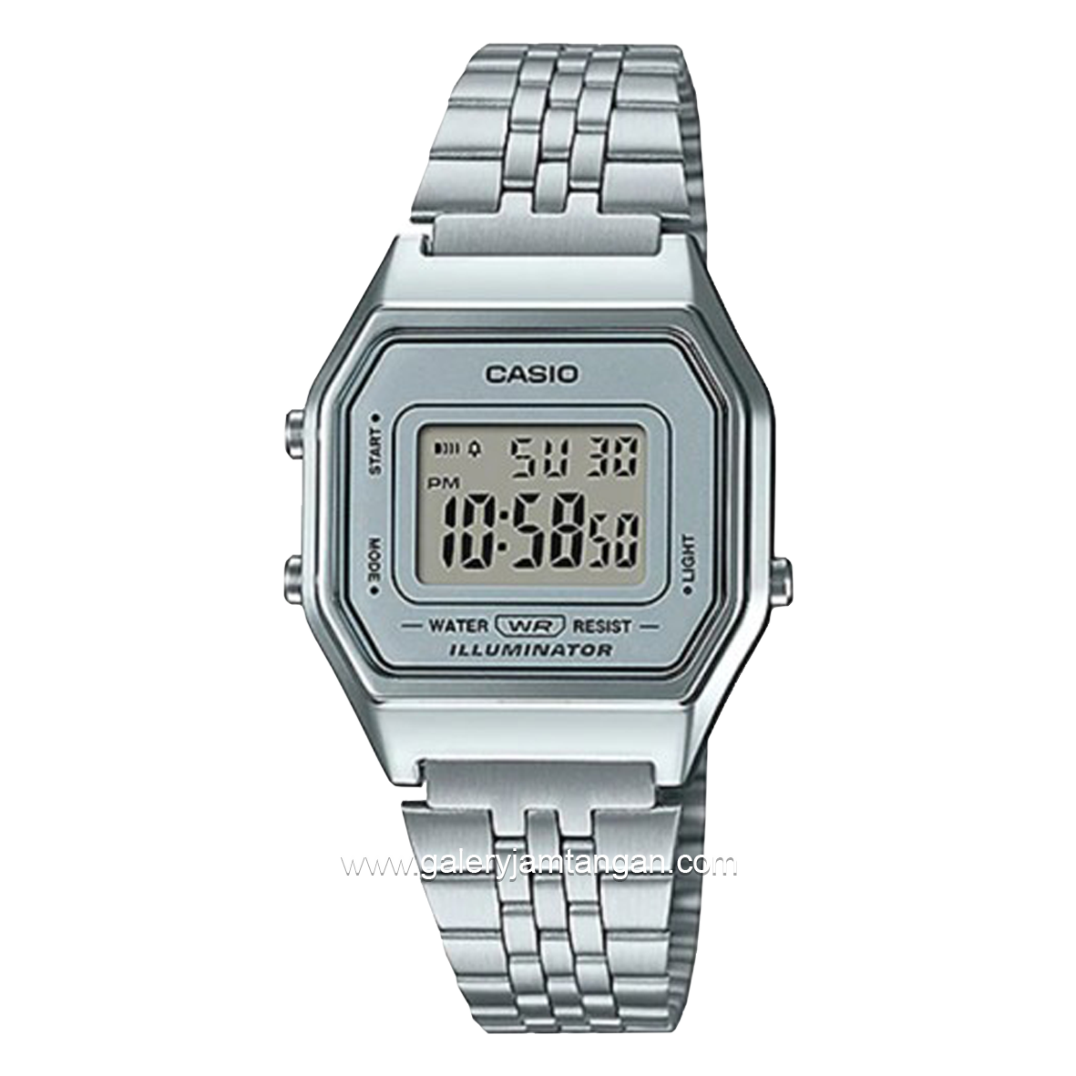 CASIO LA680WA-7DF Digital Full Silver Stainless Steel Strap