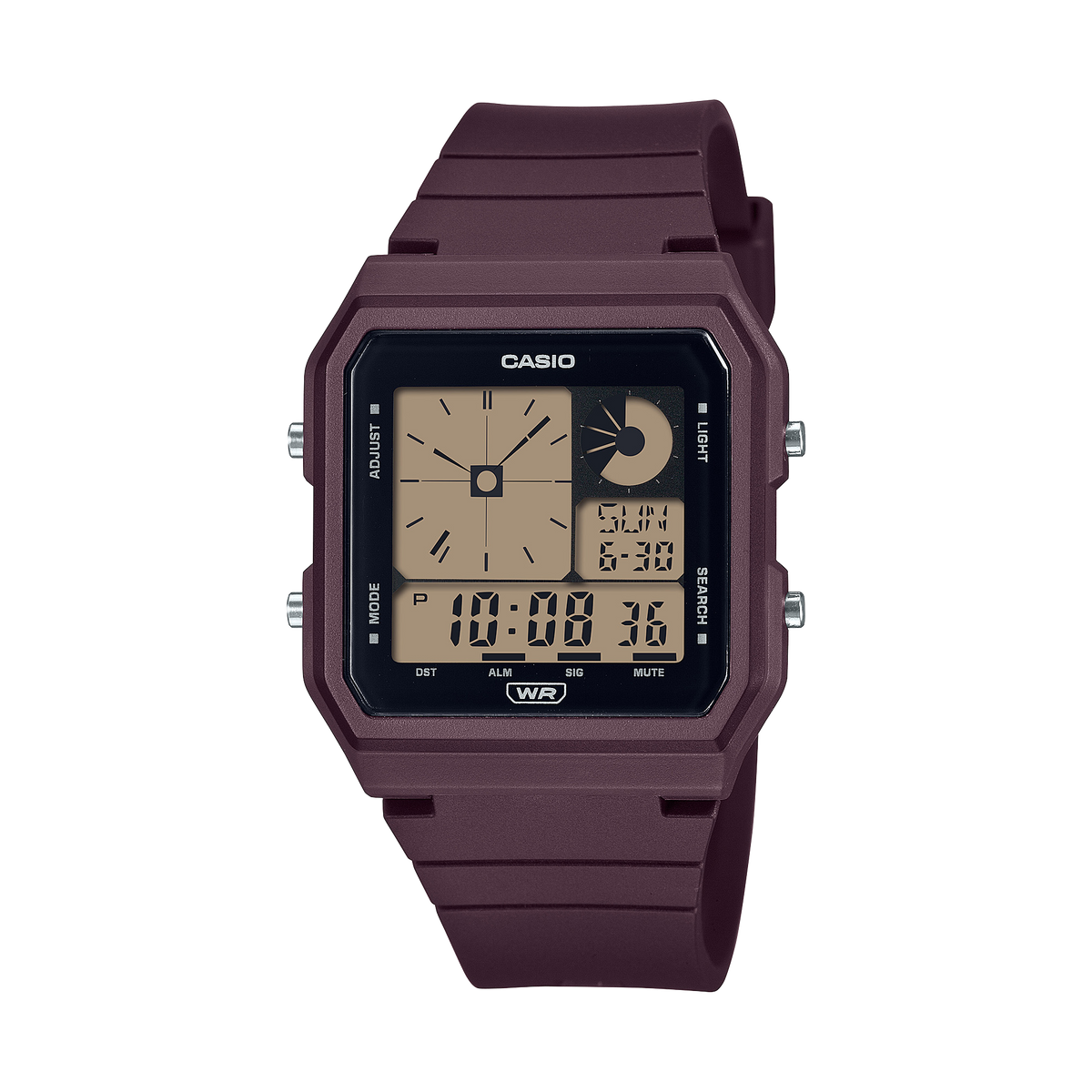 CASIO General LF-20W-5ADF Burgundy Digital Rubber Strap
